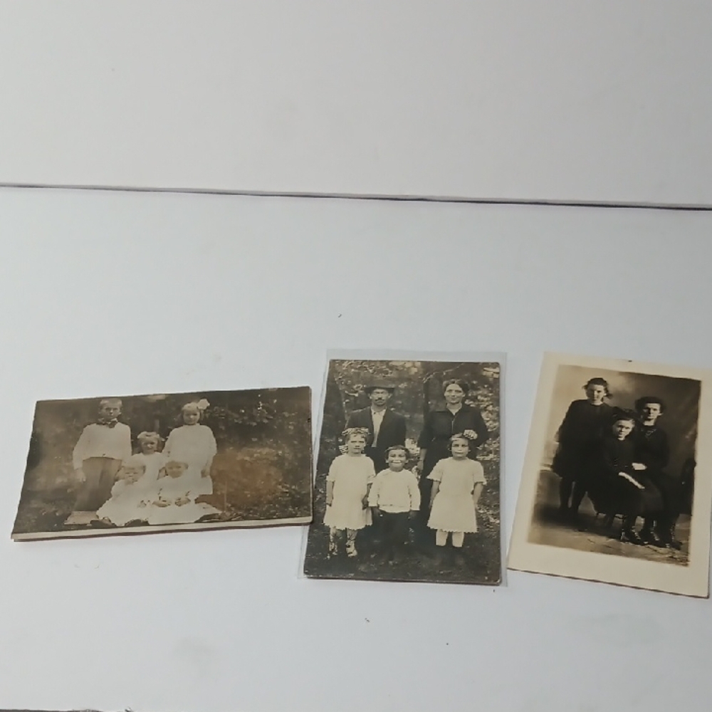 Vintage antique Black and White Family Photos Postcards.
